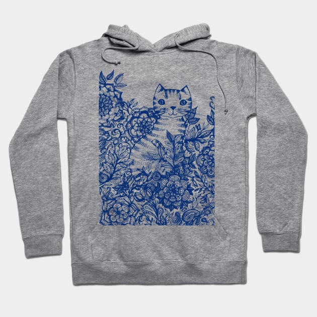 Garden Cat Doodle Hoodie by micklyn